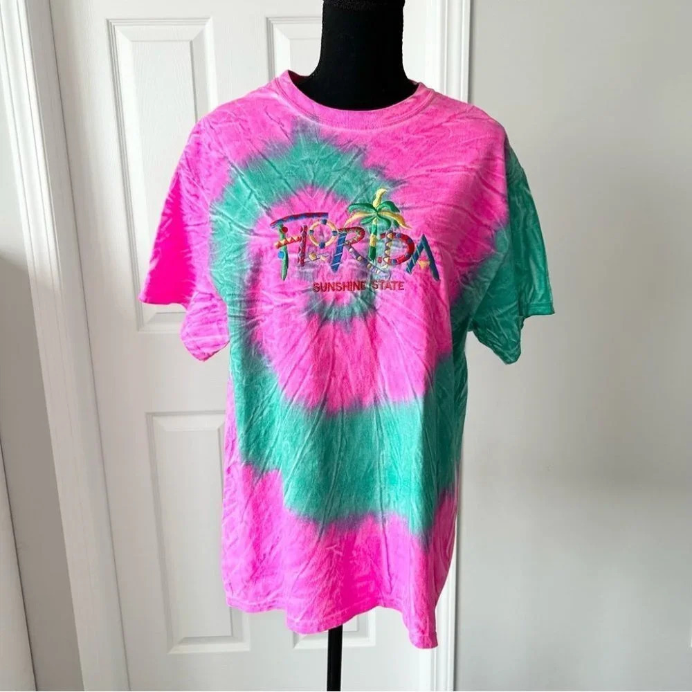 NWOT Florida Sunshine State Tie Dye Short Sleeve Top